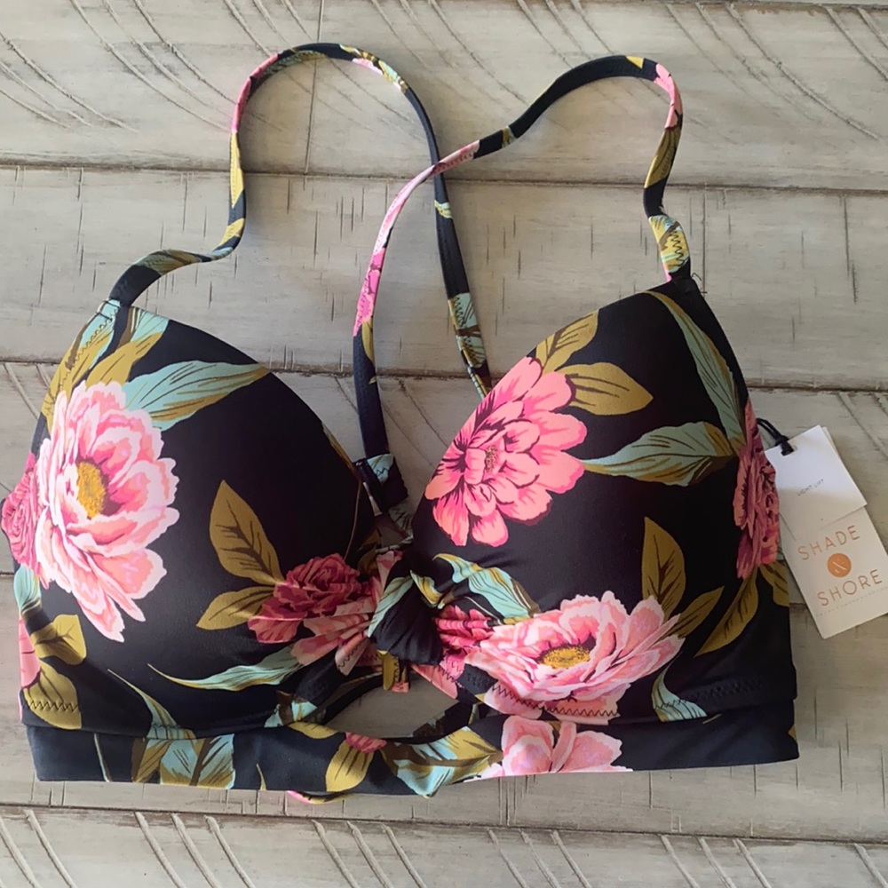 Shade & Shore floral bikini swim suit top 36C